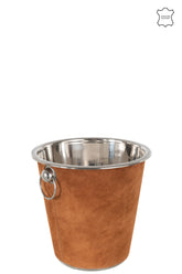 Ijsemmer Rond Leder Cognac (22X22X19.5Cm) - (17922)